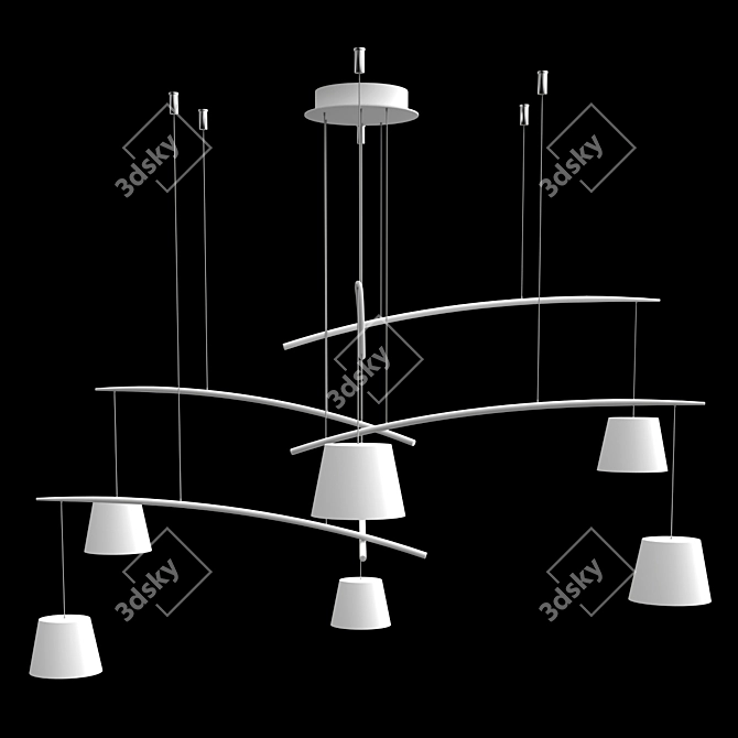 Modern White Fish Suspension Lamp 3D model image 2