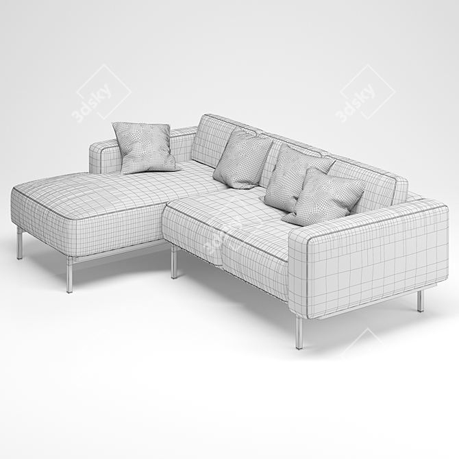 Jarrod Washed Grey Cotton Sofa 3D model image 3