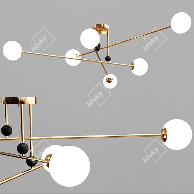 Elegant Glass Rod Chandelier 3D model image 2