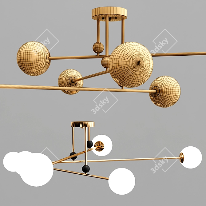 Elegant Glass Rod Chandelier 3D model image 3