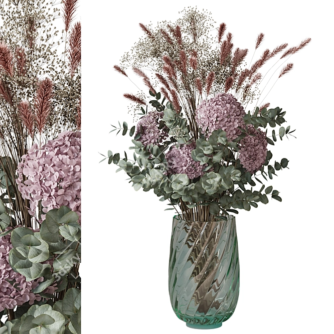Elegant Dried Flower Bouquet 3D model image 1