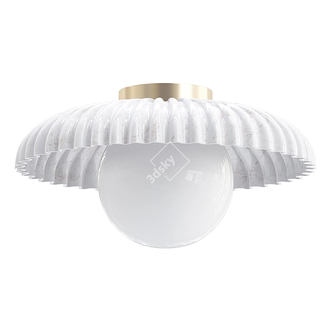 Elegant Fluted Marble Flush Mount 3D model image 1