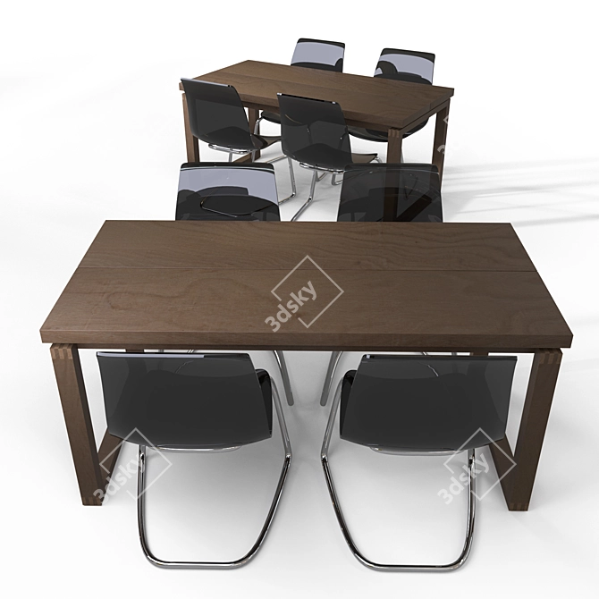 Sleek Oak Table Set 3D model image 9