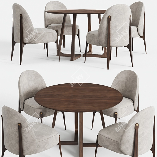 Elegant Cress Round Table and Ames Chair 3D model image 1