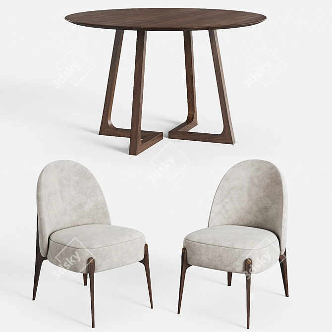 Elegant Cress Round Table and Ames Chair 3D model image 3