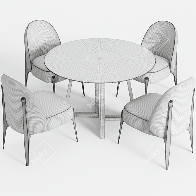 Elegant Cress Round Table and Ames Chair 3D model image 5