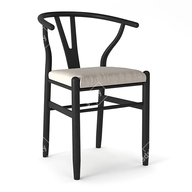 Elegant Robin Wishbone Chair 3D model image 3