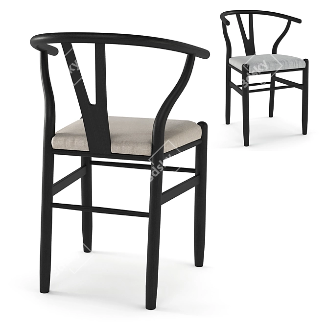 Elegant Robin Wishbone Chair 3D model image 5