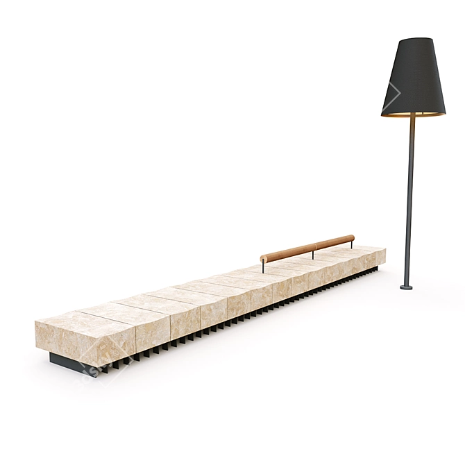 Elegant Bench with Floor Lamp 3D model image 9