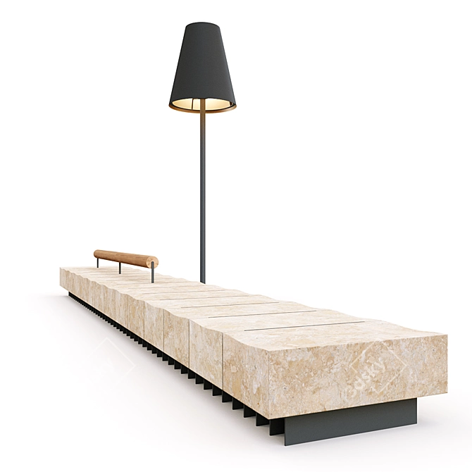 Elegant Bench with Floor Lamp 3D model image 12