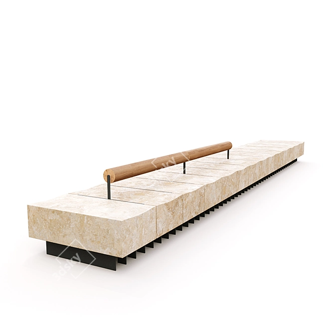 Elegant Bench with Floor Lamp 3D model image 13