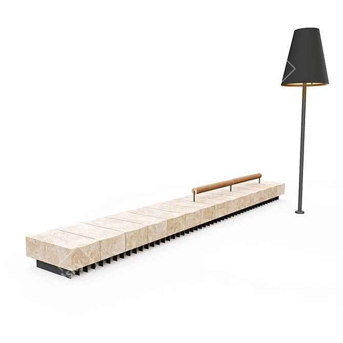 Elegant Bench with Floor Lamp 3D model image 16