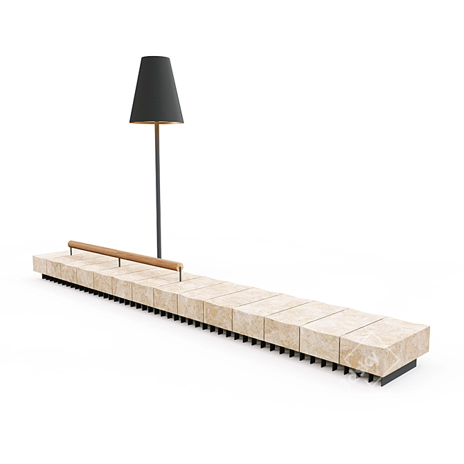 Elegant Bench with Floor Lamp 3D model image 18