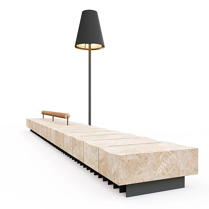Elegant Bench with Floor Lamp 3D model image 19