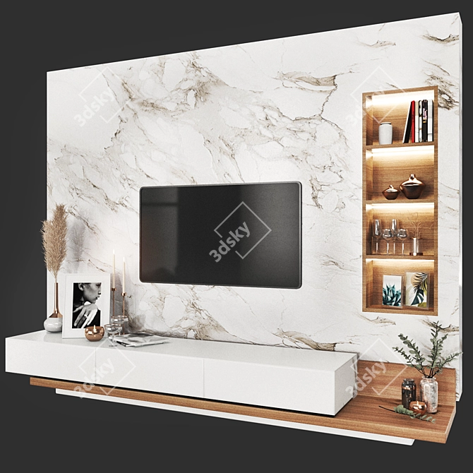 Elegant TV Wall Set - Minh Tri 3D model image 2