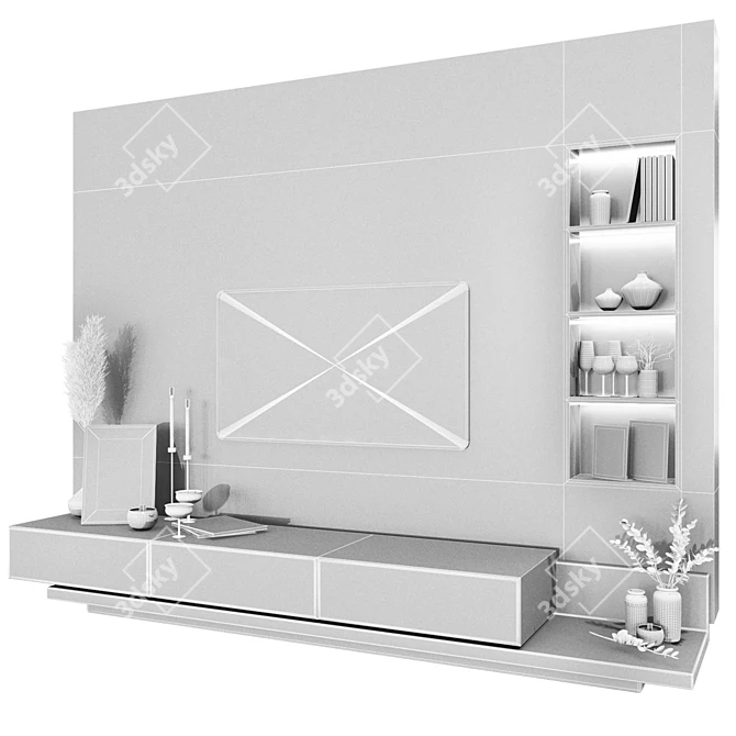 Elegant TV Wall Set - Minh Tri 3D model image 5