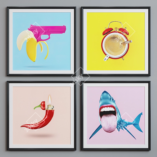 Modern Pop Art Picture Frame Set 3D model image 2