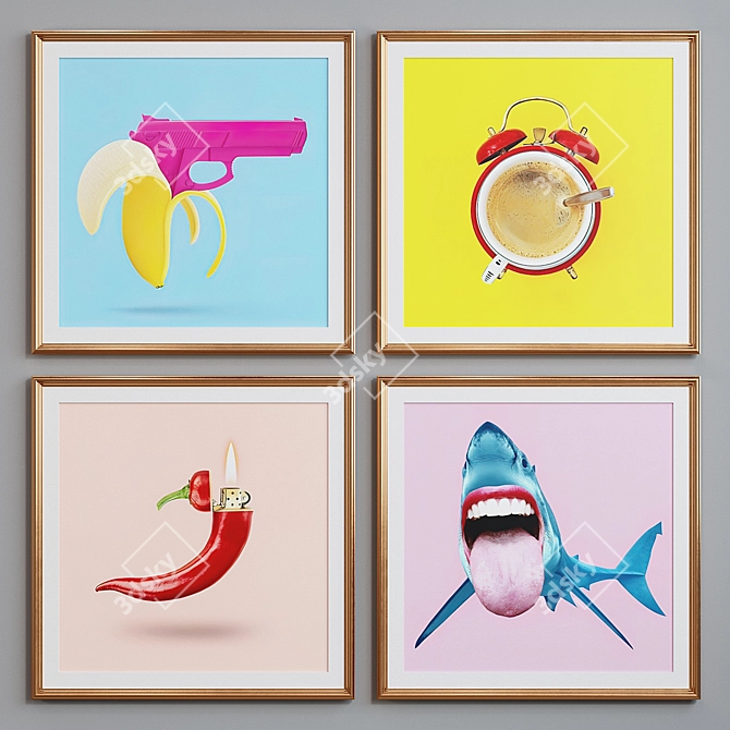 Modern Pop Art Picture Frame Set 3D model image 4