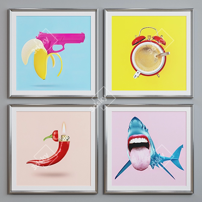 Modern Pop Art Picture Frame Set 3D model image 5