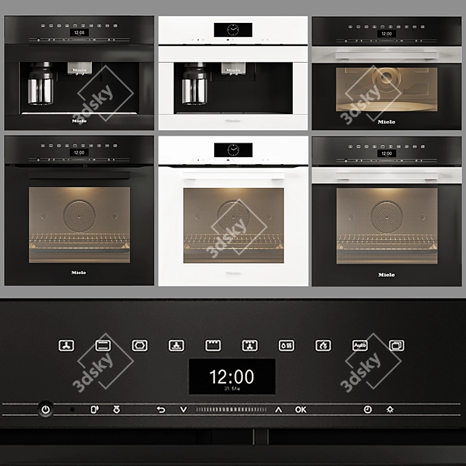 Sleek White Handleless Oven with BrilliantLight 3D model image 1