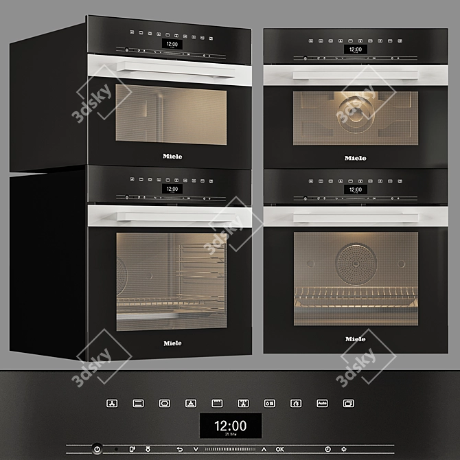 Sleek White Handleless Oven with BrilliantLight 3D model image 2