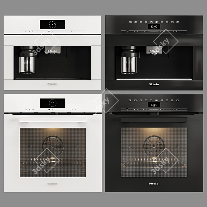 Sleek White Handleless Oven with BrilliantLight 3D model image 6