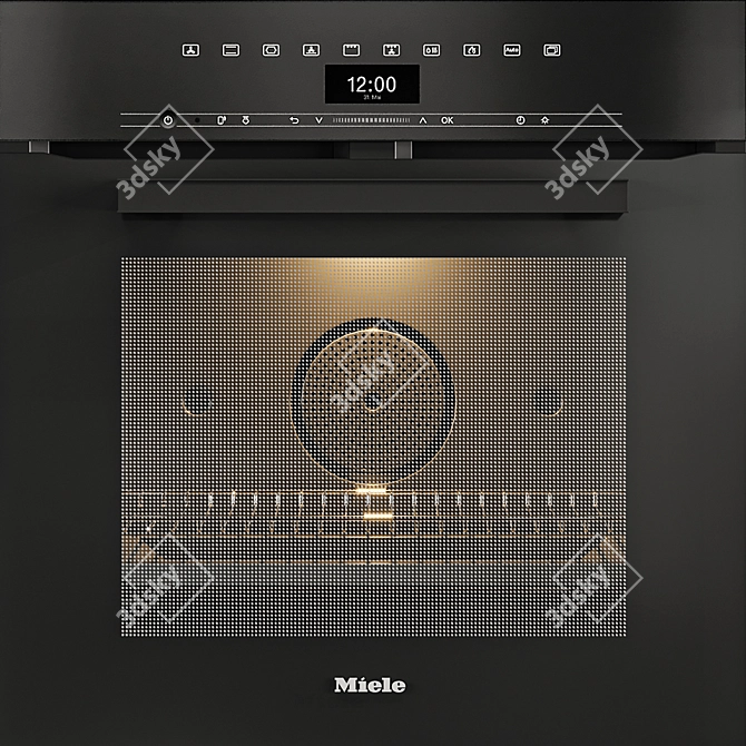 Sleek White Handleless Oven with BrilliantLight 3D model image 7