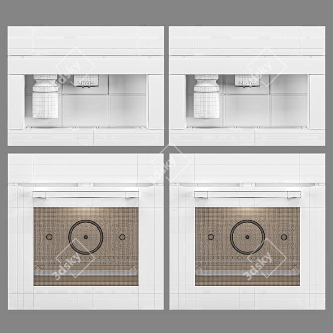 Sleek White Handleless Oven with BrilliantLight 3D model image 9