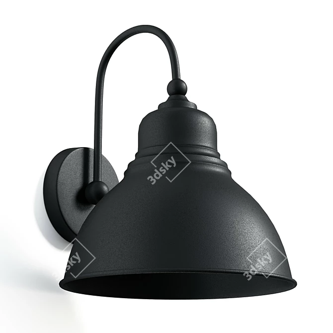 Vintage Black Metal Barn Light 3D model image 5