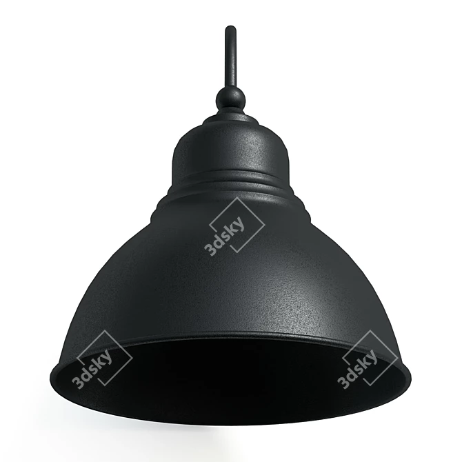 Vintage Black Metal Barn Light 3D model image 6