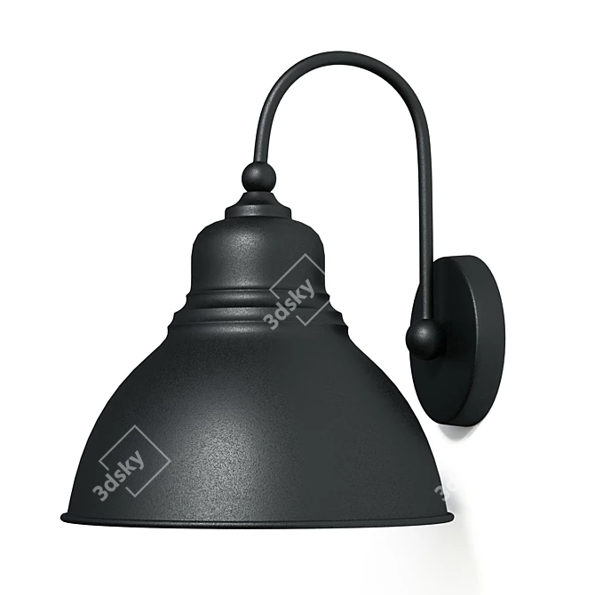 Vintage Black Metal Barn Light 3D model image 1