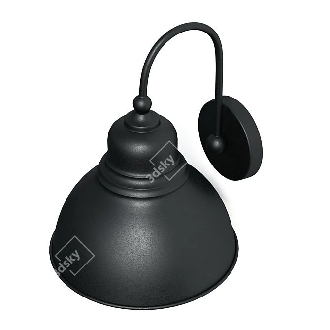 Vintage Black Metal Barn Light 3D model image 2