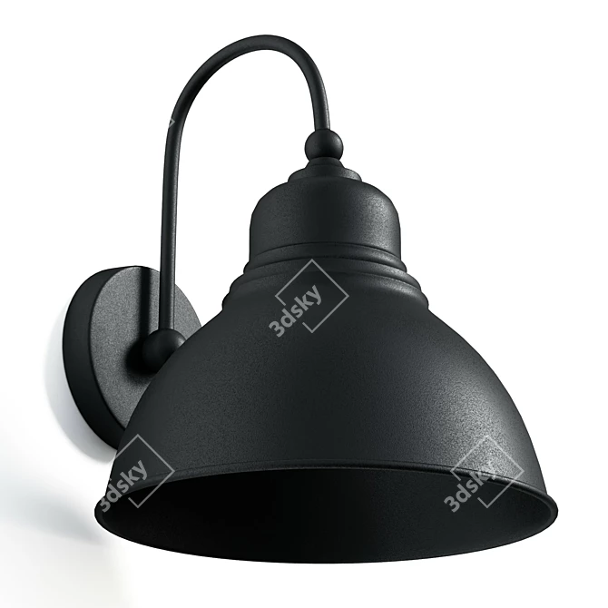 Vintage Black Metal Barn Light 3D model image 3