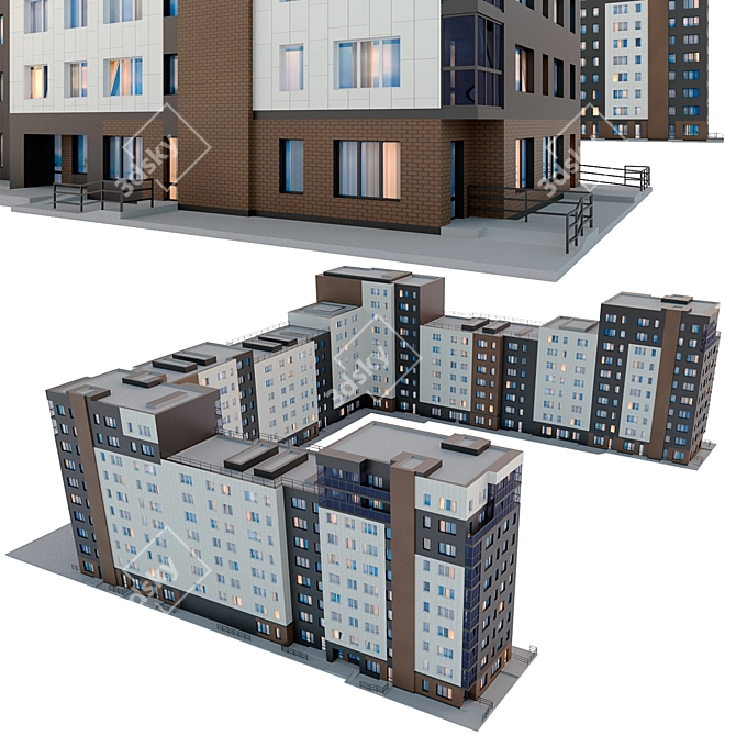 Urban Heights: Modern Residential Complex 3D model image 1