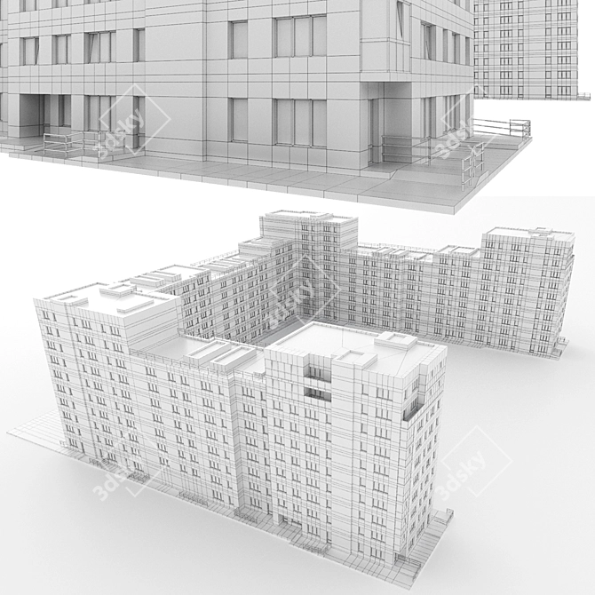 Urban Heights: Modern Residential Complex 3D model image 3