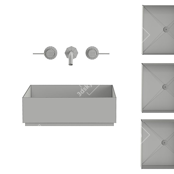 GESSI 316 Square Steel Sink 3D model image 2