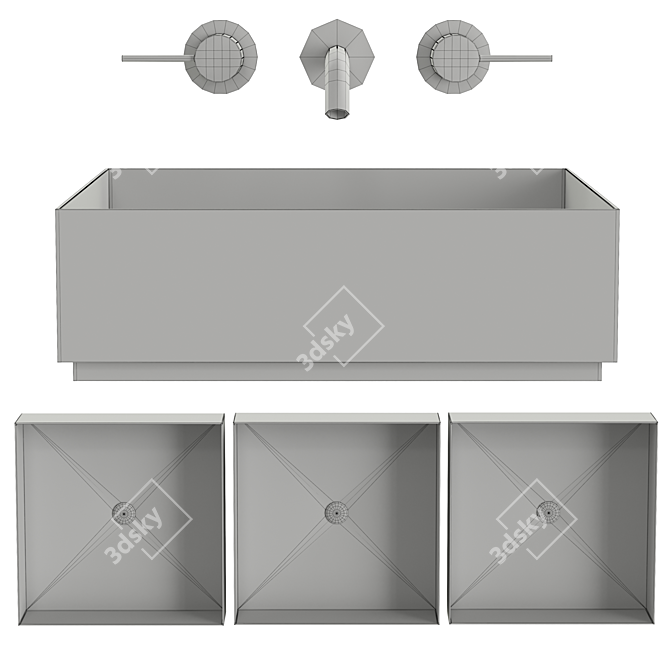 GESSI 316 Square Steel Sink 3D model image 4