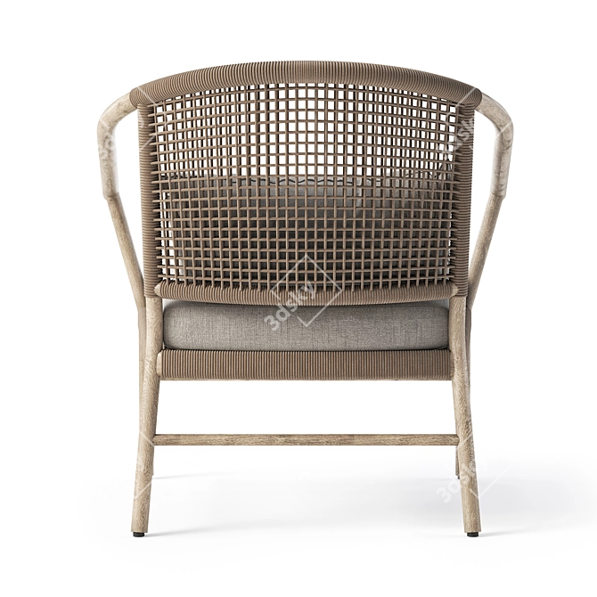 Round Teak and Rope Outdoor Chair 3D model image 4