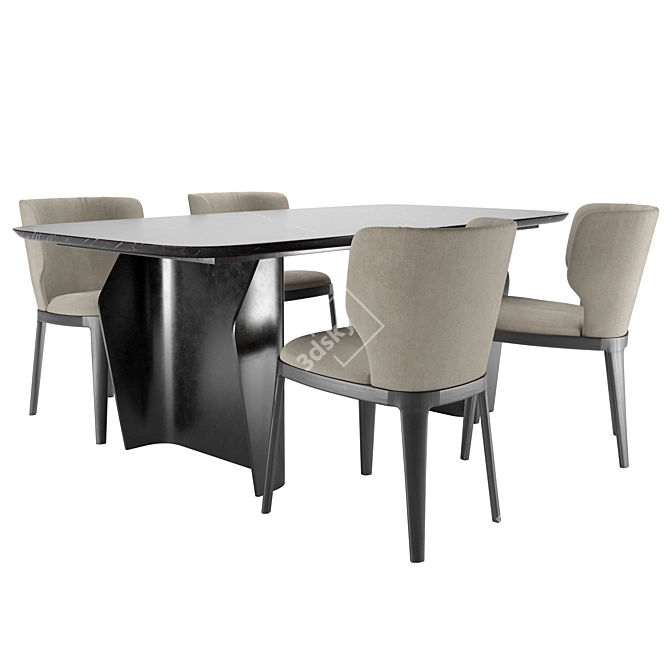 Elegant Joy Chair & Flame Table 3D model image 2