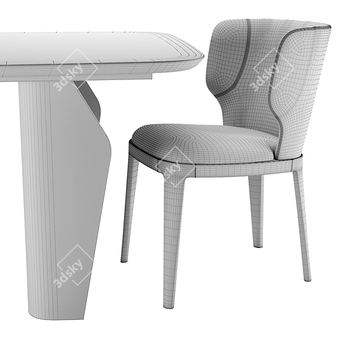 Elegant Joy Chair & Flame Table 3D model image 6