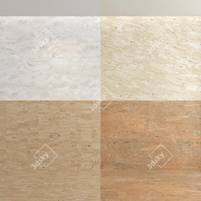 Natural Stone Set: Travertine Zena, Santa Caterina, Roccia, Noce 3D model image 6