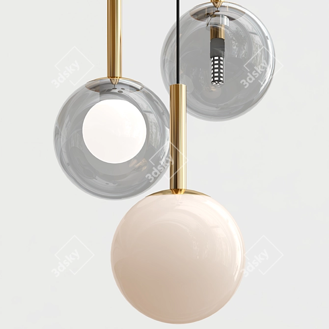 Elegant Glass Ball Pendant Lamp 3D model image 1