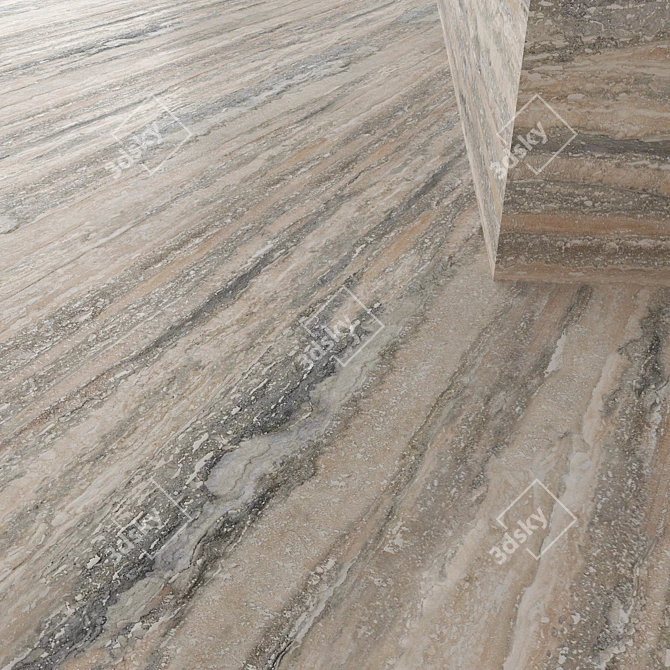 Natural Stone Set 03: Travertine & Ocean Blue Tiles 3D model image 4