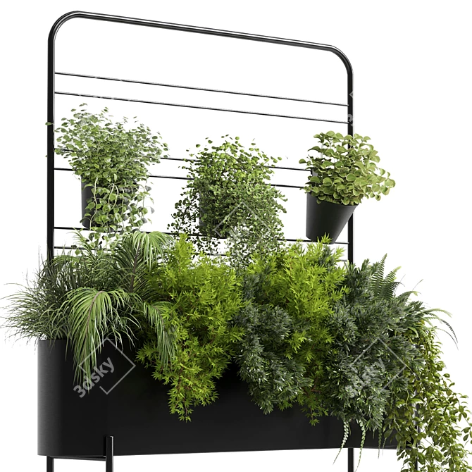 Auckland Black Metal Flower Box: Indoor Plant Collection 3D model image 3