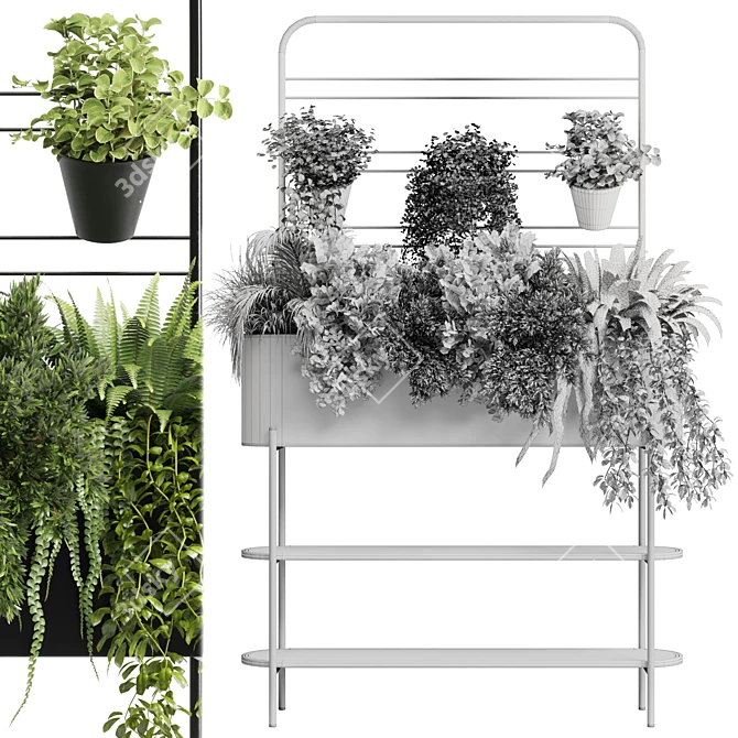 Auckland Black Metal Flower Box: Indoor Plant Collection 3D model image 5