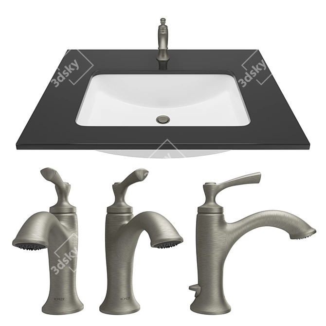 KOHLER Elliston Faucet: Stylish Chrome & Brushed Nickel Finish 3D model image 1