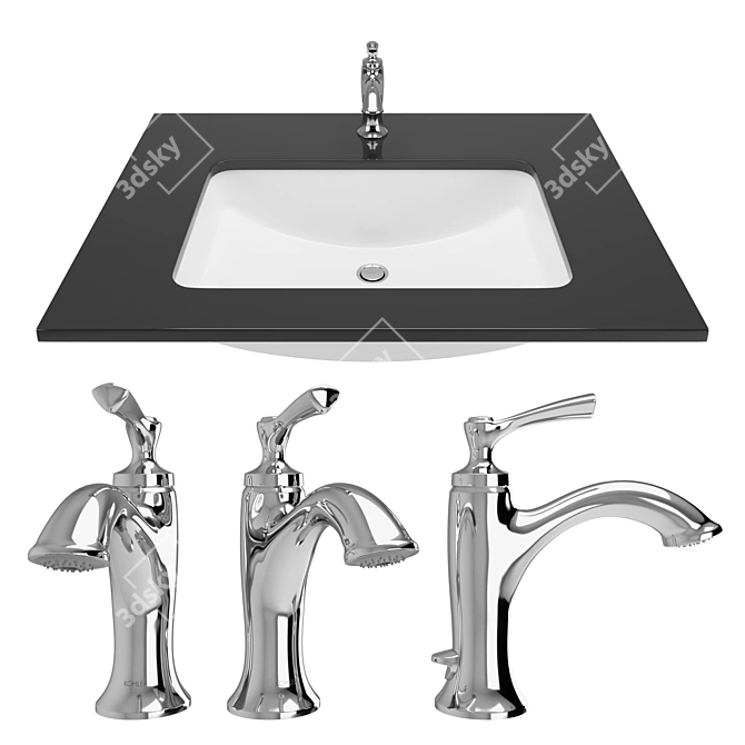 KOHLER Elliston Faucet: Stylish Chrome & Brushed Nickel Finish 3D model image 2