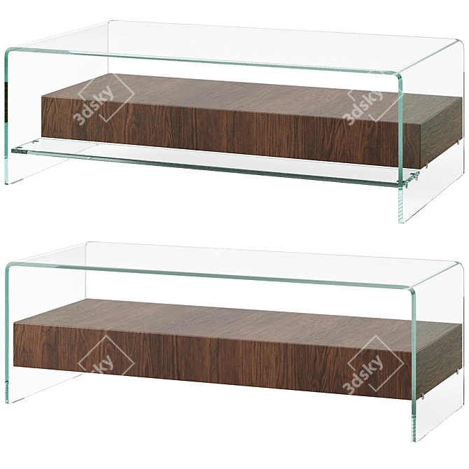 Bridge Oak Coffee Table: Drawer & Shelf 3D model image 1