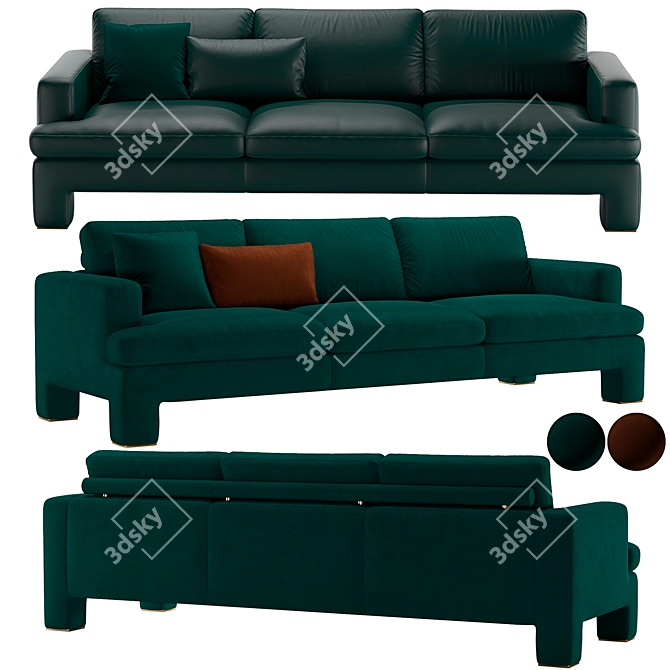 Luxury Brass Leg Sofa | Stylish Design | Comfortable & Elegant 3D model image 1