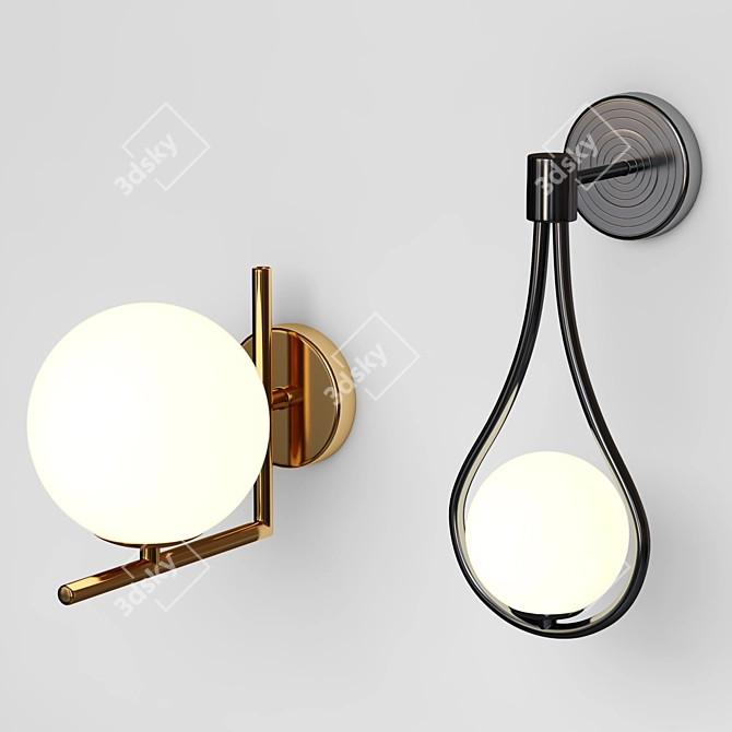 Sleek Globe Sconce 3D model image 1